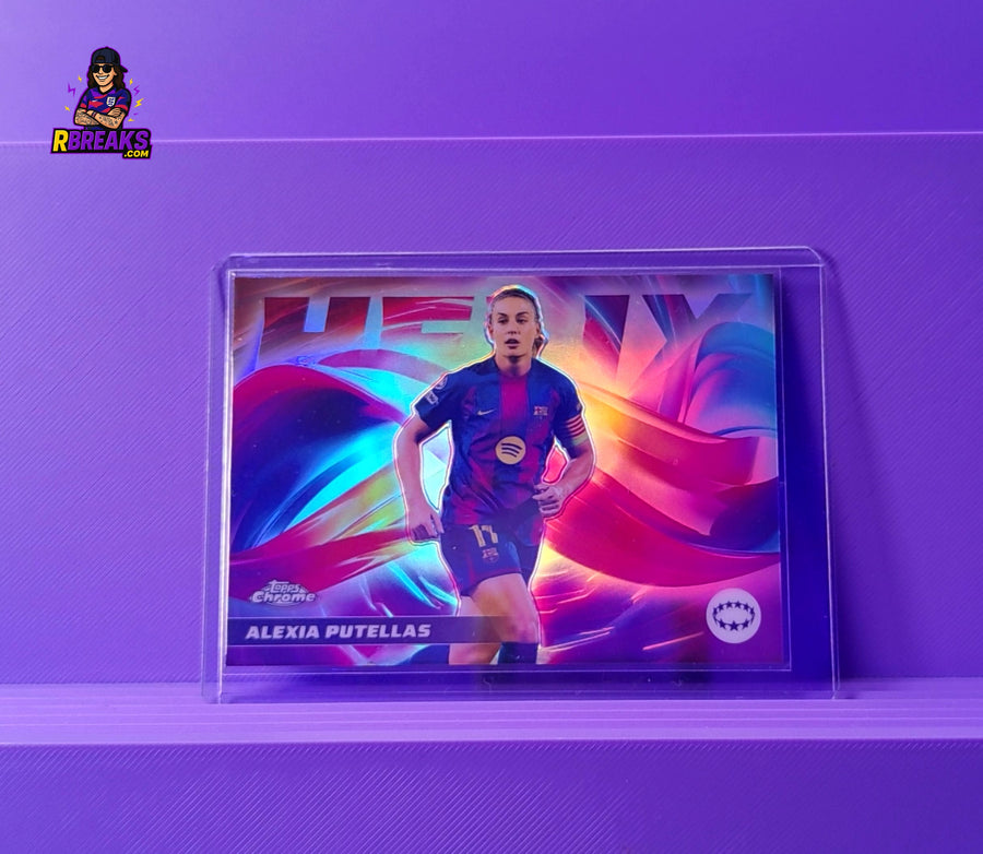 Alexia Putellas Topps Chrome UWCL 25-26 Helix card pulled live on an RBreaks break