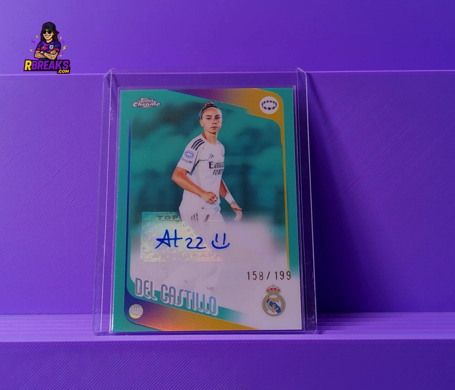 Athenea del Castillo Topps Chrome UWCL 25-26 Auto of 199 card pulled live on an RBreaks break