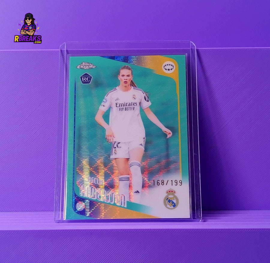 Bella Andersson Topps Chrome UWCL 25-26 of 199 card pulled live on an RBreaks break