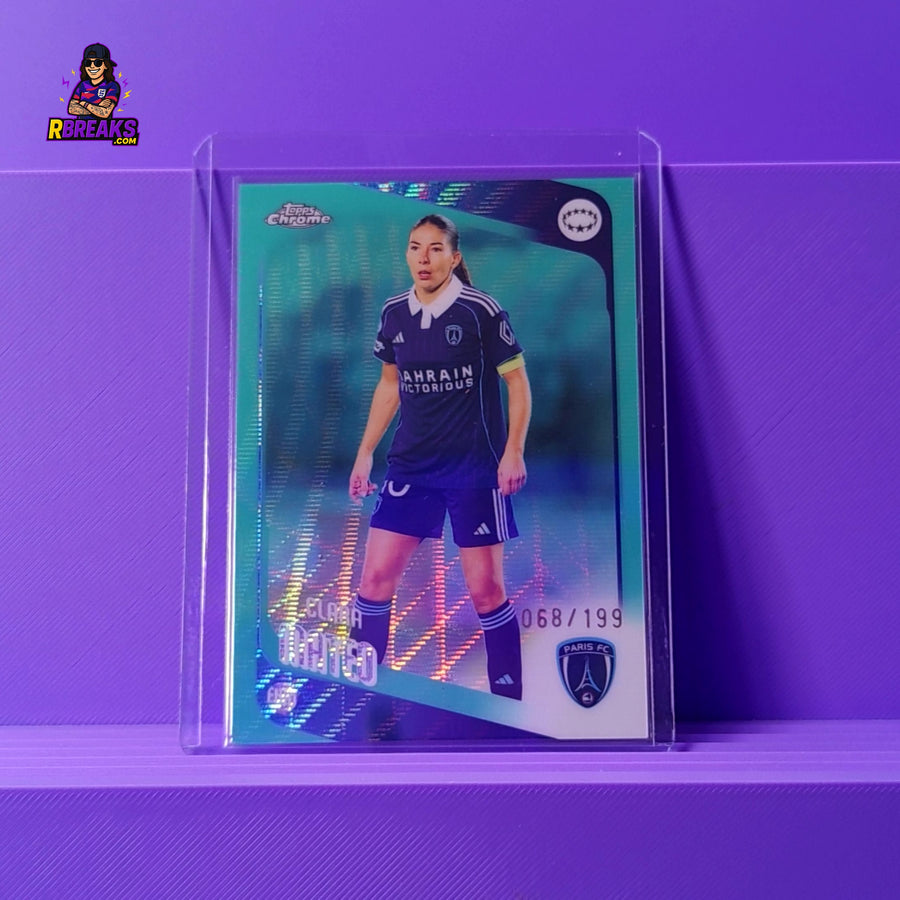 Clara Mateo Topps Chrome UWCL 25-26 of 199 card pulled live on an RBreaks break