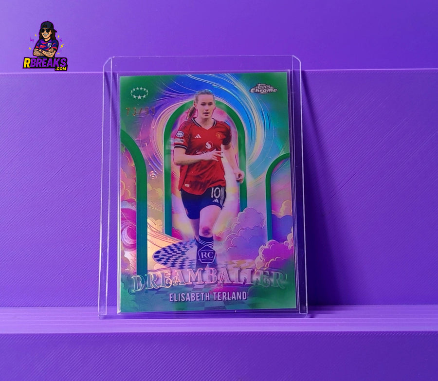 Elisabeth Terland Topps Chrome UWCL 25-26 Dreamballer of 99 card pulled live on an RBreaks break