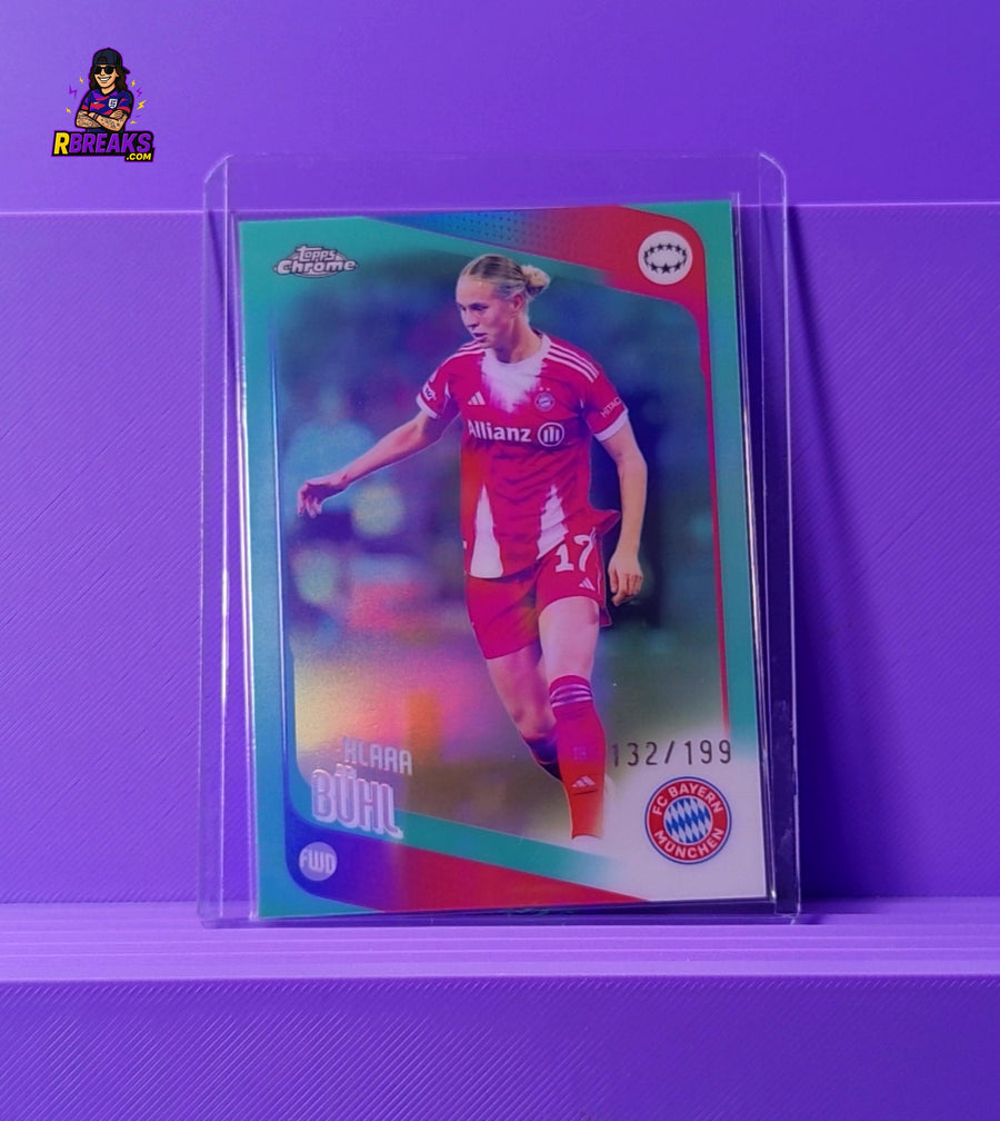 Klara Buhl Topps Chrome UWCL 25-26 of 199 card pulled live on an RBreaks break