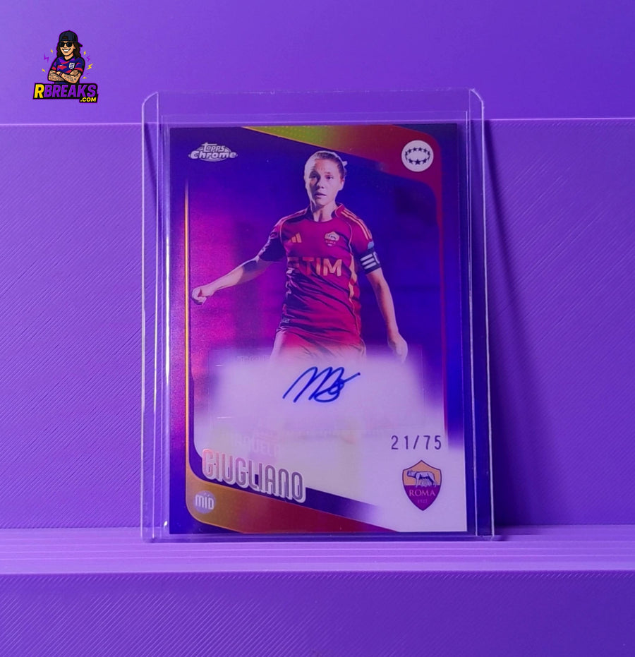 Manuela Giugliano Topps Chrome UWCL 25-26 Auto of 75 card pulled live on an RBreaks break