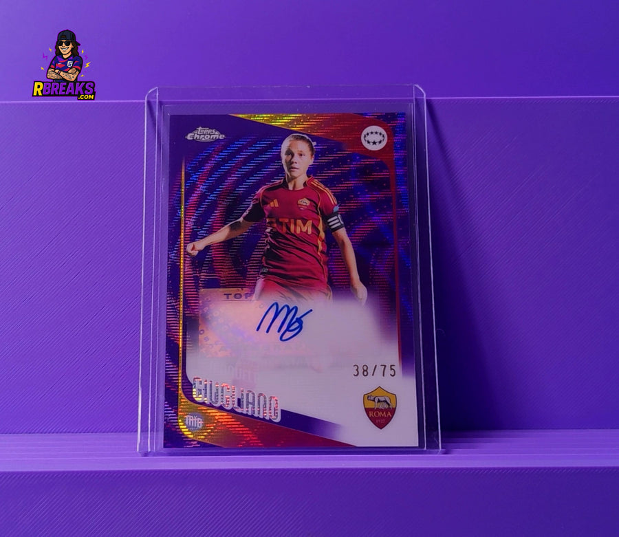 Manuela Giugliano Topps Chrome UWCL 25-26 Auto of 75 card pulled live on an RBreaks break