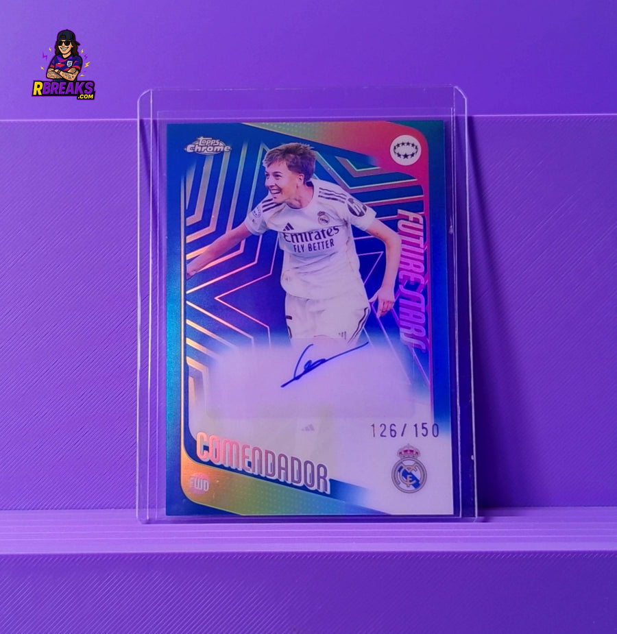 Paula Comendador Topps Chrome UWCL 25-26 Future Stars Auto of 150 card pulled live on an RBreaks break