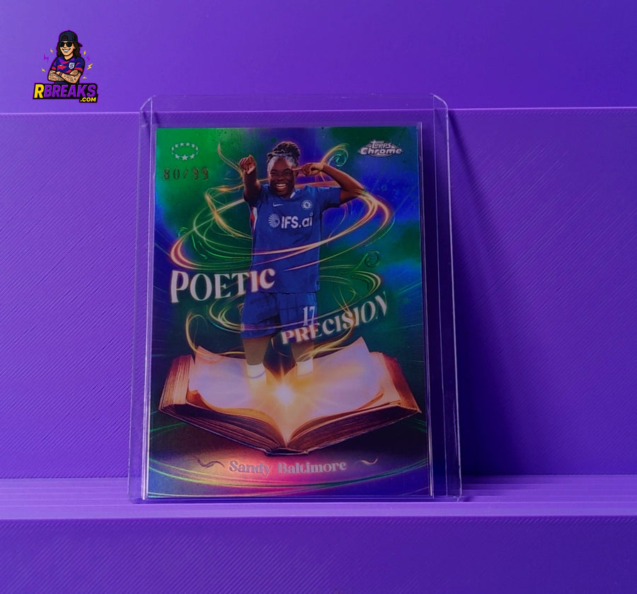 Sandy Baltimore Topps Chrome UWCL 25-26 Poetic Precision of 99 card pulled live on an RBreaks break