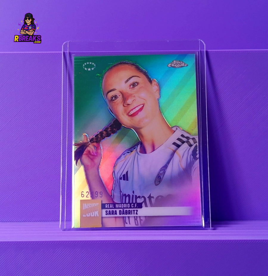 Sara Dabritz Topps Chrome UWCL 25-26 Inside Look of 99 card pulled live on an RBreaks break