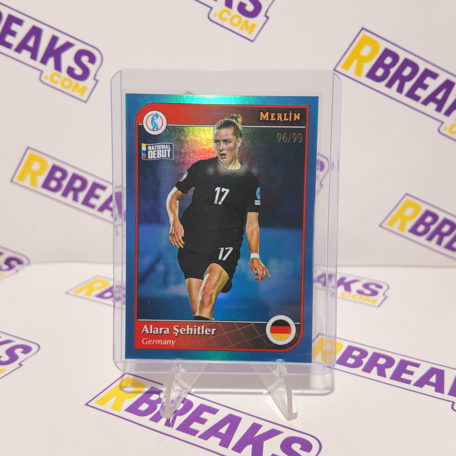Alara Sehitler Topps Merlin Womens Euros 2025 National Debut of 99 card pulled live on an RBreaks break