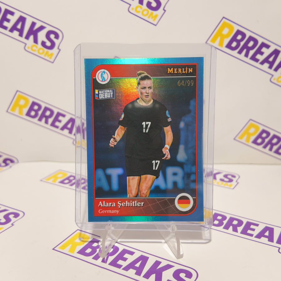 Alara Sehitler Topps Merlin Womens Euros 2025 National Debut of 99 card pulled live on an RBreaks break