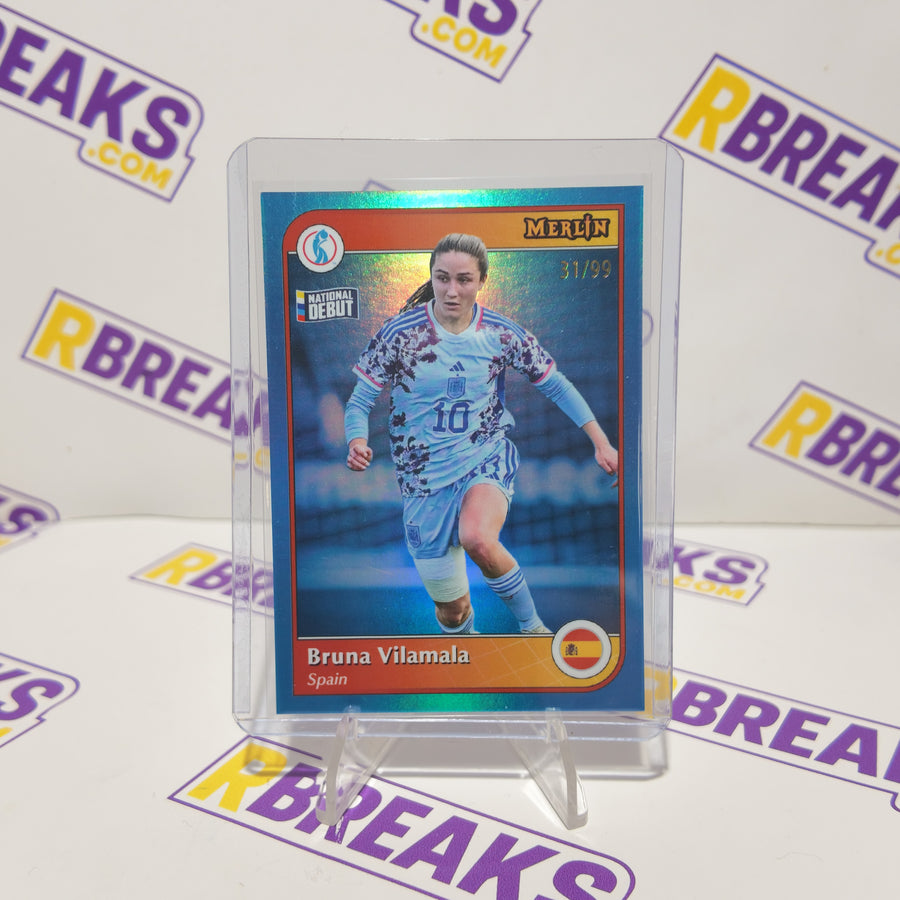Bruna Vilamala Topps Merlin Womens Euros 2025 National Debut of 99 card pulled live on an RBreaks break