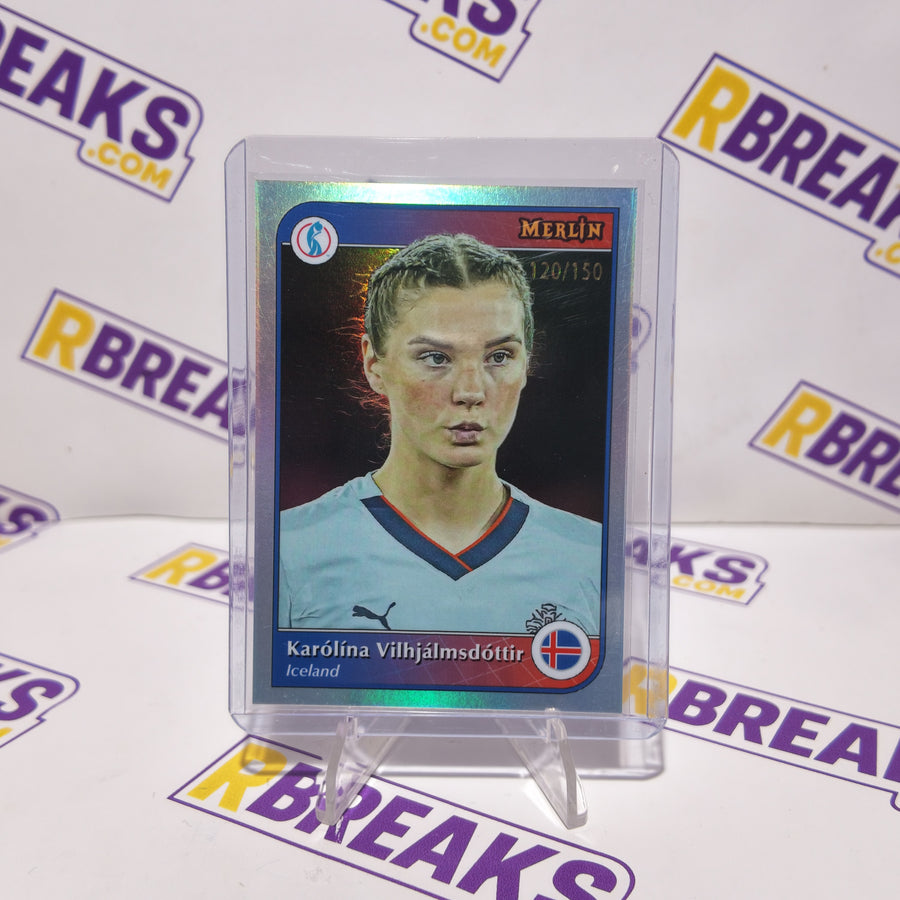 Karolina Vilhjalmsdottir Topps Merlin Womens Euros 2025 of 150 card pulled live on an RBreaks break