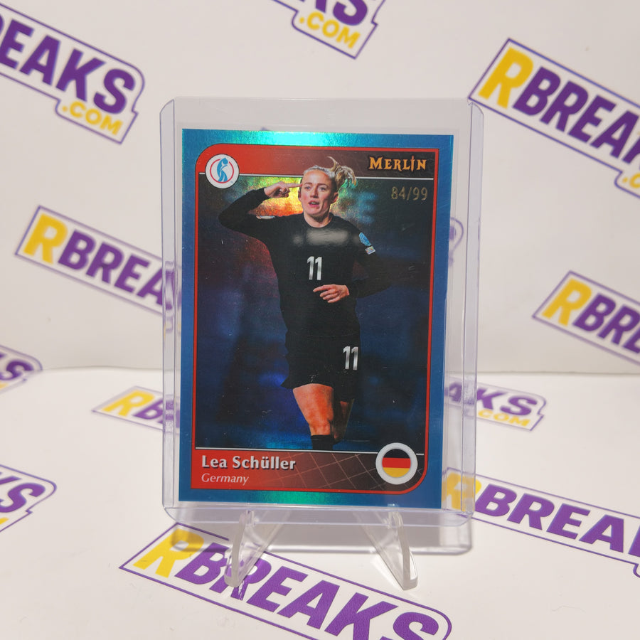 Lea Schuller Topps Merlin Womens Euros 2025 of 99 card pulled live on an RBreaks break