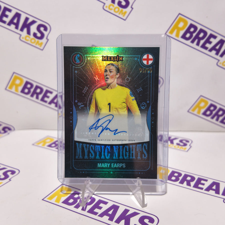 Mary Earps Topps Merlin Womens Euros 2025 Mystic Nights Auto of 99 card pulled live on an RBreaks break