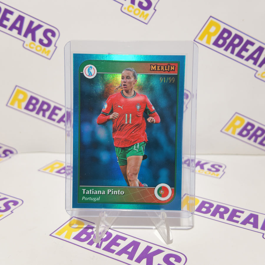 Tatiana Pinto Topps Merlin Womens Euros 2025 of 99 card pulled live on an RBreaks break