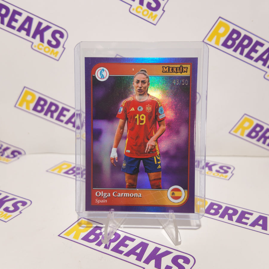Olga Carmona Topps Merlin Womens Euros 2025 of 50 card pulled live on an RBreaks break