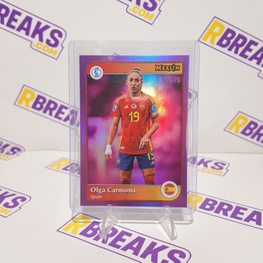 Olga Carmona Topps Merlin Womens Euros 2025 of 75 card pulled live on an RBreaks break