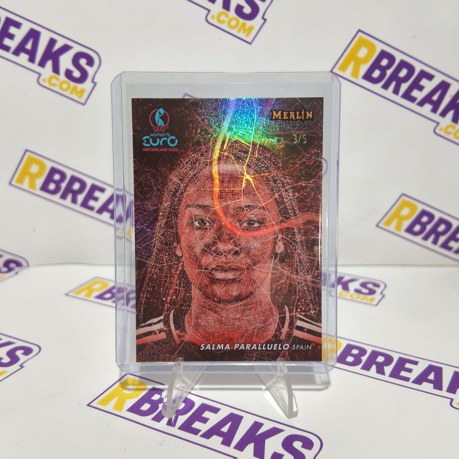 Salma Paralluelo Topps Merlin Womens Euros 2025 Basel at Night of 5 card pulled live on an RBreaks break