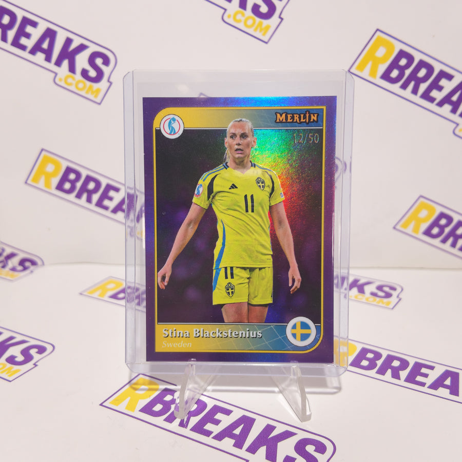 Stina Blackstenius Topps Merlin Womens Euros 2025 of 50 card pulled live on an RBreaks break