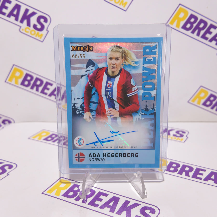 Ada Hegerberg Topps Merlin Womens Euros 2025 Peak Power Auto of 99 card pulled live on an RBreaks break