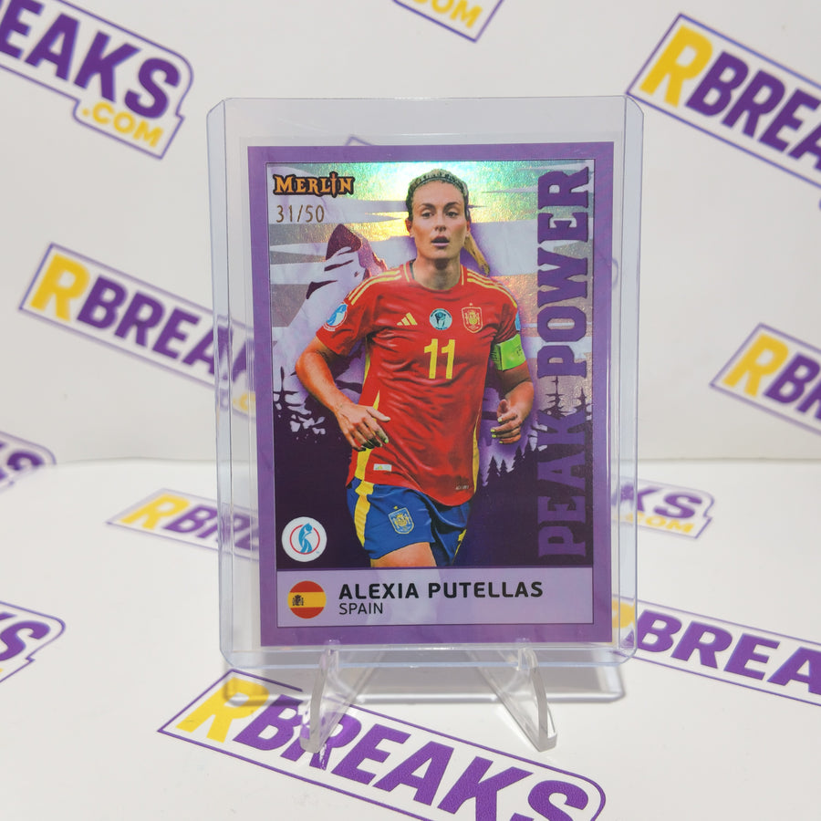 Alexia Putellas Topps Merlin Womens Euros 2025 Peak Power of 50 card pulled live on an RBreaks break