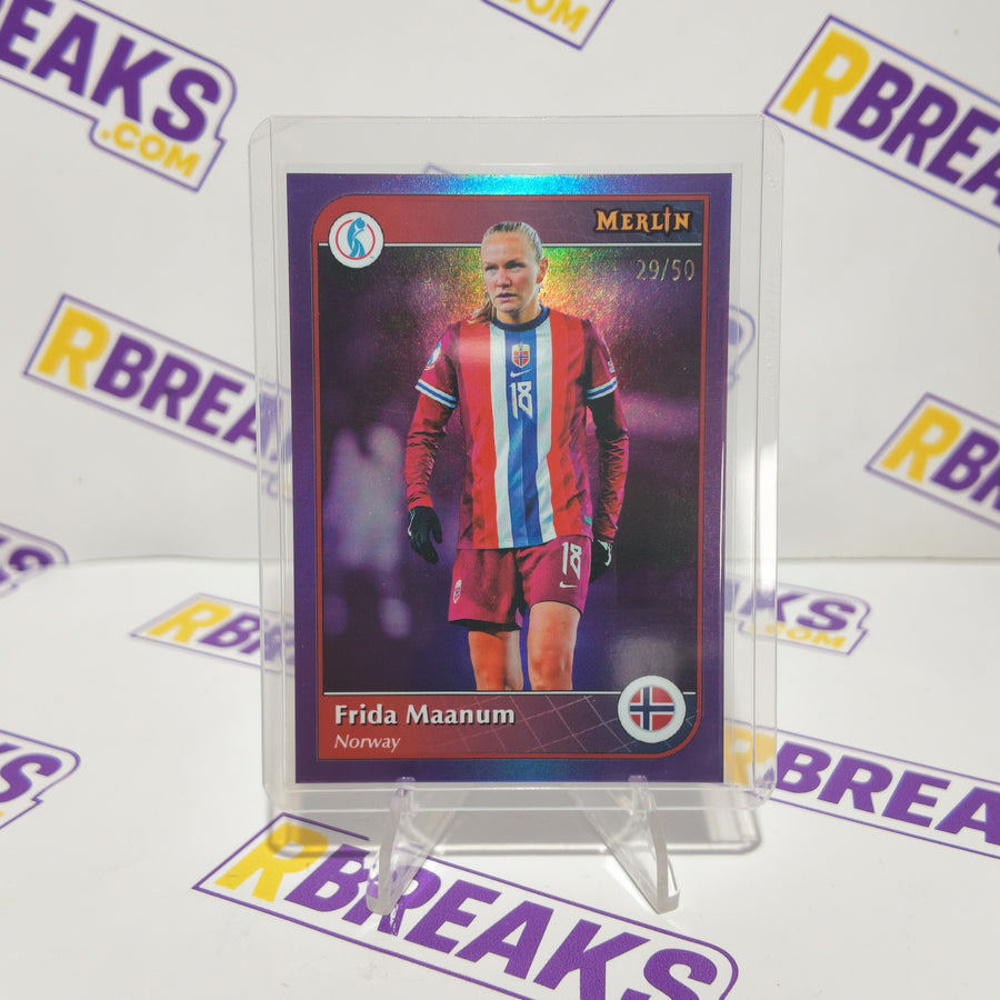Frida Maanum Topps Merlin Womens Euros 2025 of 50 card pulled live on an RBreaks break
