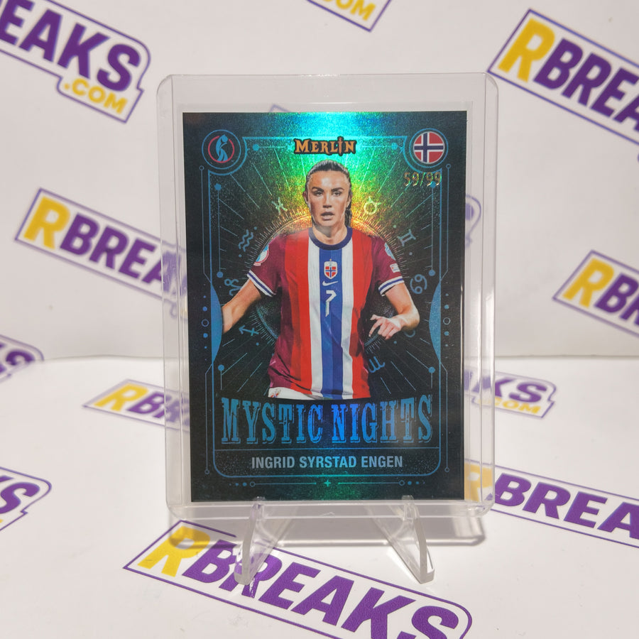 Ingrid Syrstad Engen Topps Merlin Womens Euros 2025 Mystic Nights of 99 card pulled live on an RBreaks break