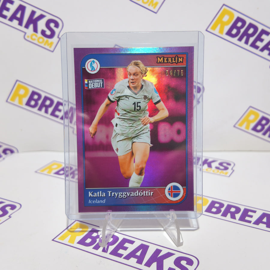 Katla Tryggvadóttir Topps Merlin Womens Euros 2025 National Debut of 75 card pulled live on an RBreaks break