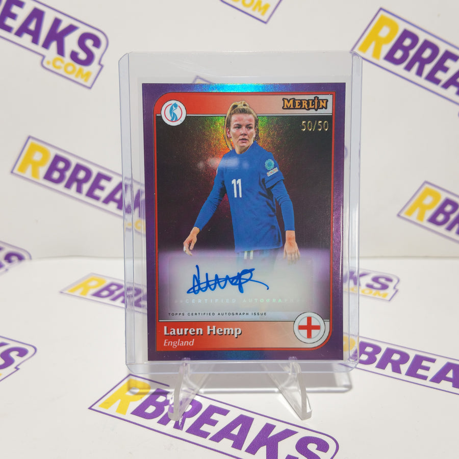 Lauren Hemp Topps Merlin Womens Euros 2025 Auto of 50 card pulled live on an RBreaks break