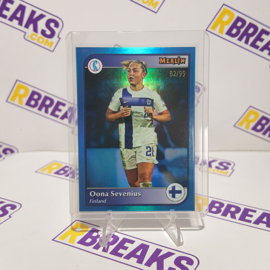 Oona Sevenius Topps Merlin Womens Euros 2025 of 99 card pulled live on an RBreaks break