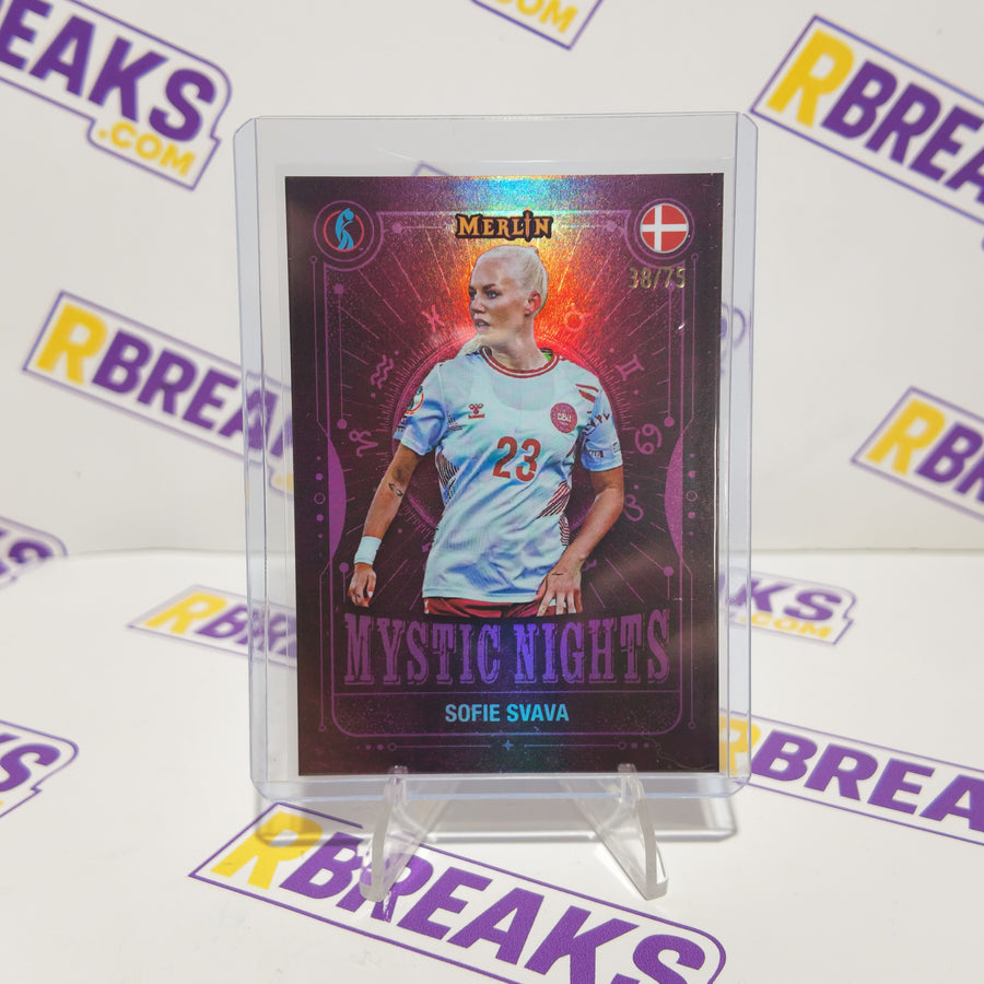 Sofie Svava Topps Merlin Womens Euros 2025 Mystic Nights of 75 card pulled live on an RBreaks break