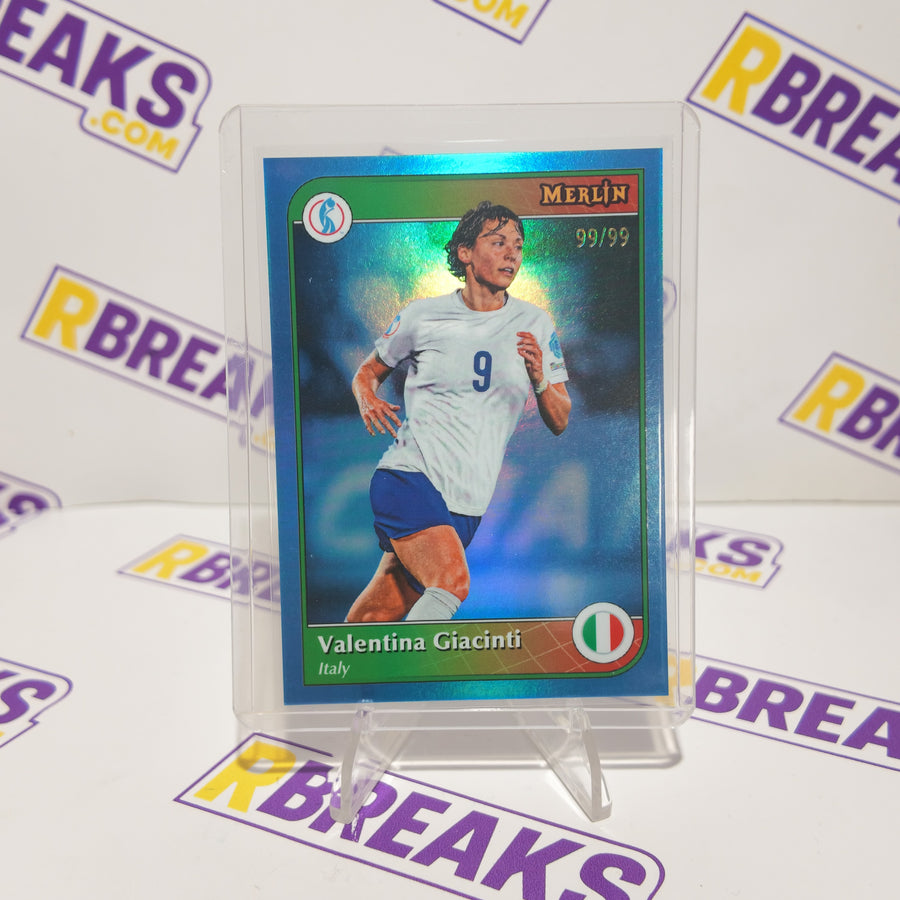 Valentina Giacinti Topps Merlin Womens Euros 2025 of 99 card pulled live on an RBreaks break