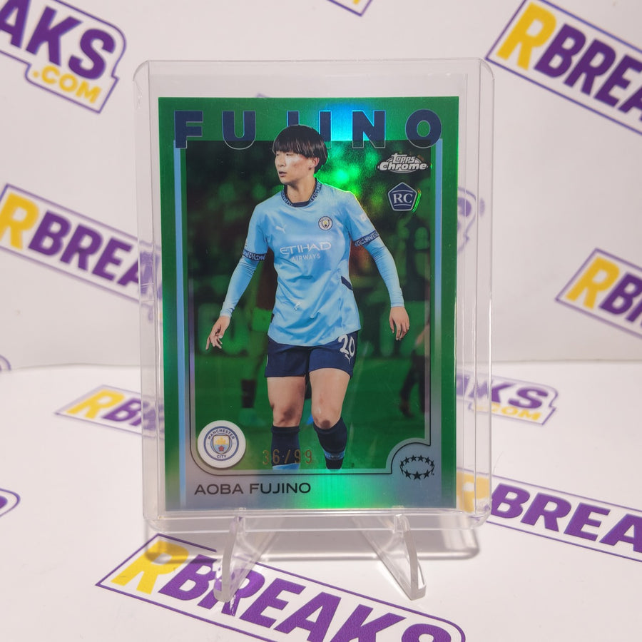 Aoba Fujino Topps Chrome UWCL 2024-25 Green of 99 card pulled live on an RBreaks break