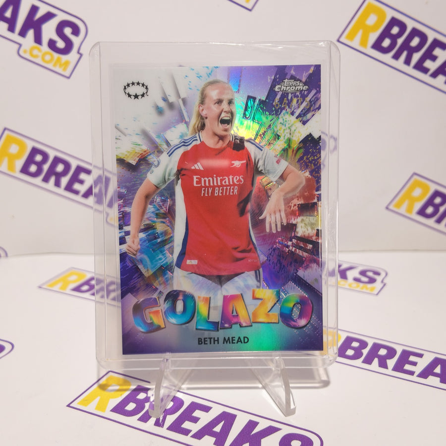 Beth Mead Topps Chrome UWCL 2024-25 Golazo of 75 card pulled live on an RBreaks break
