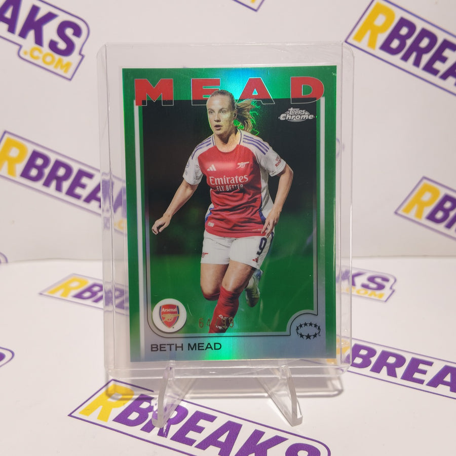 Beth Mead Topps Chrome UWCL 2024-25 Green of 99 card pulled live on an RBreaks break