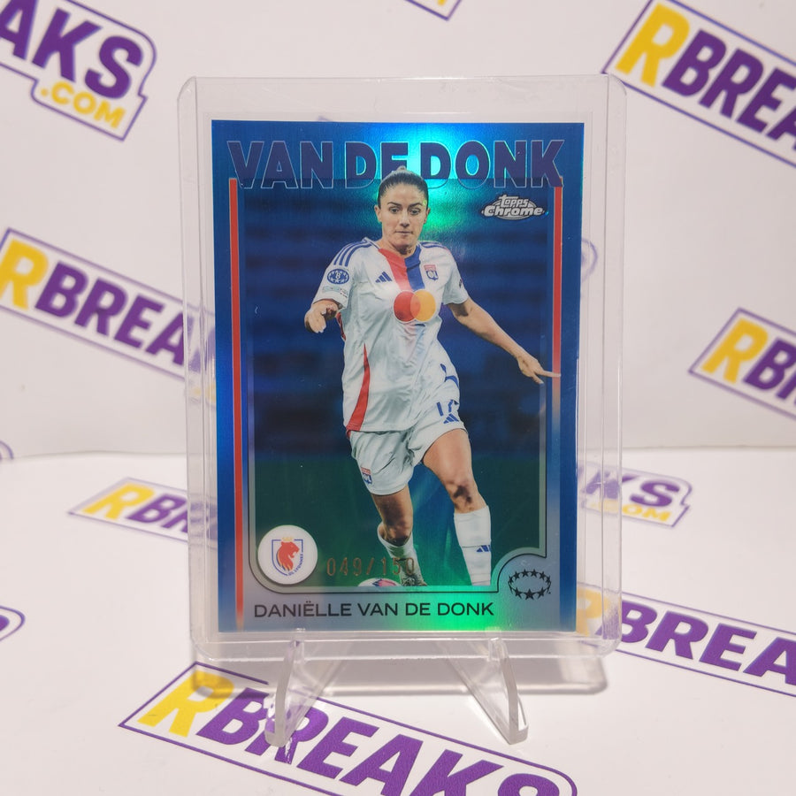 Daniëlle van de Donk Topps Chrome UWCL 2024-25 Blue of 150 card pulled live on an RBreaks break