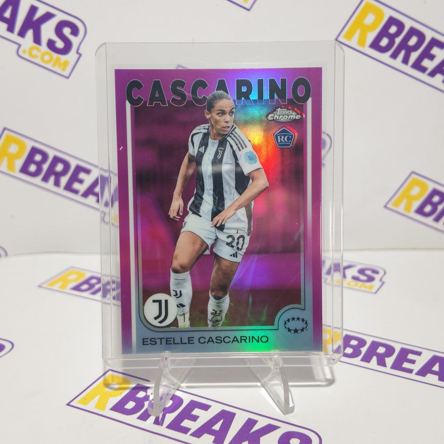 Estelle Cascarino Topps Chrome UWCL 2024-25 Pink of 250 card pulled live on an RBreaks break