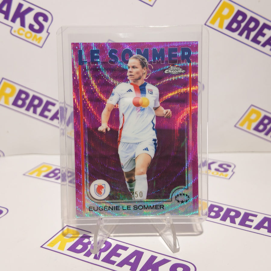 Eugénie Le Sommer Topps Chrome UWCL 2024-25 Pink Wave of 250 card pulled live on an RBreaks break