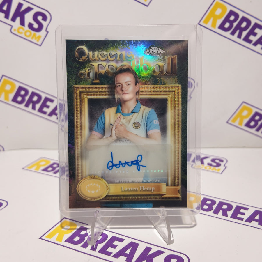 Lauren Hemp Topps Chrome UWCL 2024-25 Queens of Football Auto of 99 card pulled live on an RBreaks break