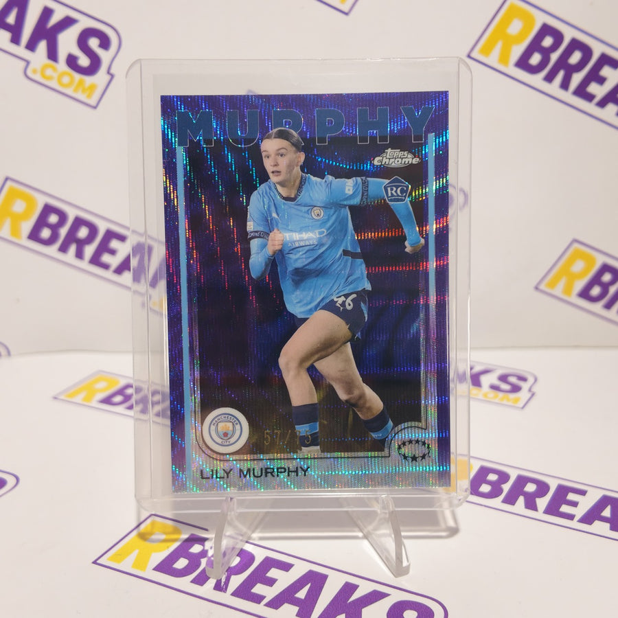 Lily Murphy Topps Chrome UWCL 2024-25 Purple Wave of 75 card pulled live on an RBreaks break