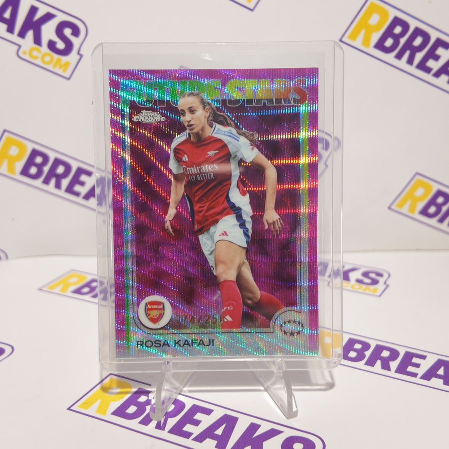 Rosa Kafaji Topps Chrome UWCL 2024-25 Future Stars Pink Wave of 250 card pulled live on an RBreaks break