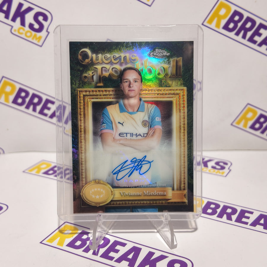 Vivianne Miedema Topps Chrome UWCL 2024-25 Queens of Football Auto of 99 card pulled live on an RBreaks break