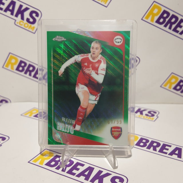 Alessia Russo Topps Chrome UWCL 2025-26 Green Wave of 99 card pulled live on an RBreaks break