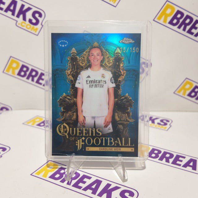 Caroline Weir Topps Chrome UWCL 2025-26 Queens of Football Blue of 150 card pulled live on an RBreaks break