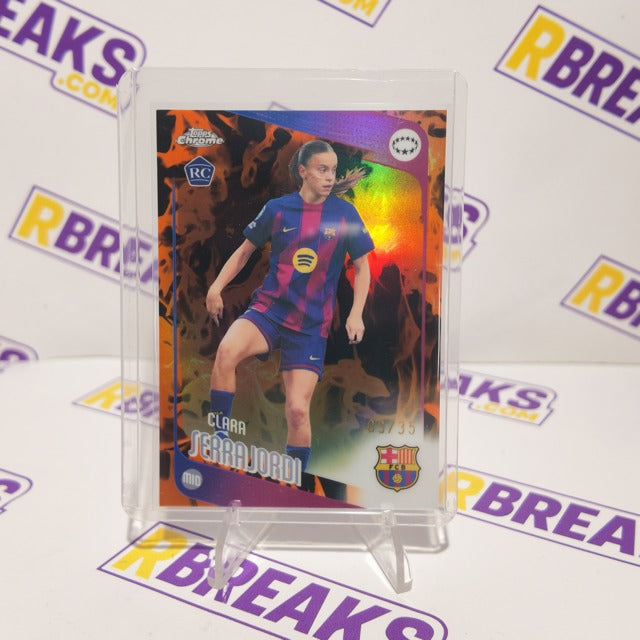 Clara Serrajordi Topps Chrome UWCL 2025-26 Orange Lava of 35 card pulled live on an RBreaks break