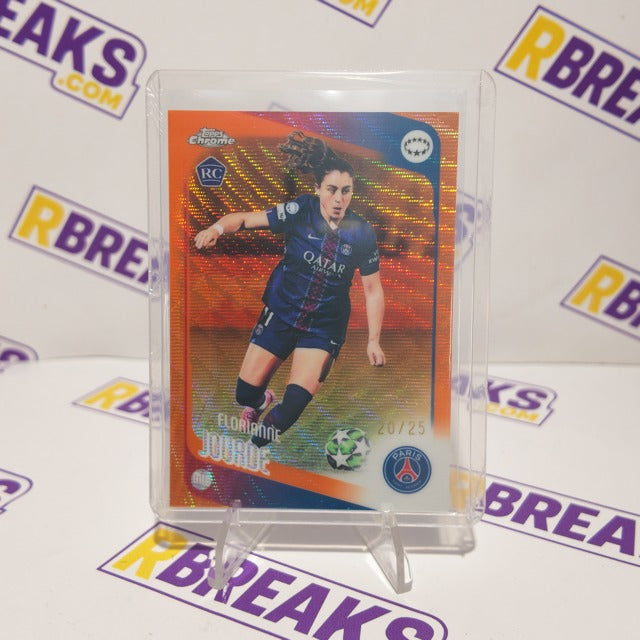 Florianne Jourde Topps Chrome UWCL 2025-26 Orange Wave of 25 card pulled live on an RBreaks break
