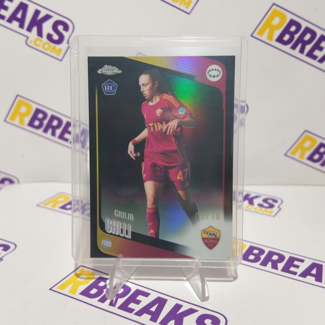 Giulia Galli Topps Chrome UWCL 2025-26 Black Refractor of 10 card pulled live on an RBreaks break