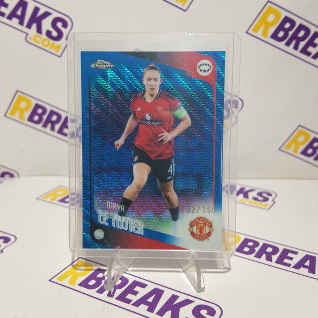 Maya Le Tissier Topps Chrome UWCL 2025-26 Blue Wave of 150 card pulled live on an RBreaks break