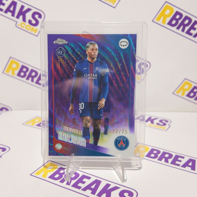 Merveille Kanjinga Topps Chrome UWCL 2025-26 Purple Wave of 75 card pulled live on an RBreaks break